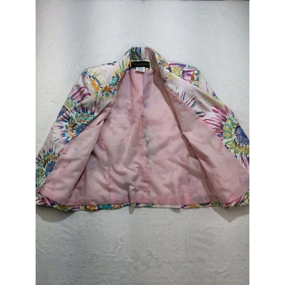 Harve Benard Blazer Womens 10 Multicolor Floral One Button Lined Jacket - Picture 5 of 6
